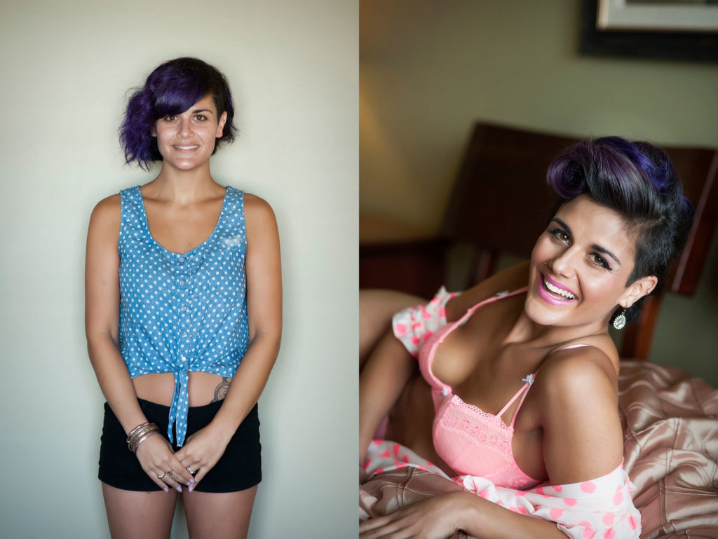 Jenny's hair and makeup before and after shots