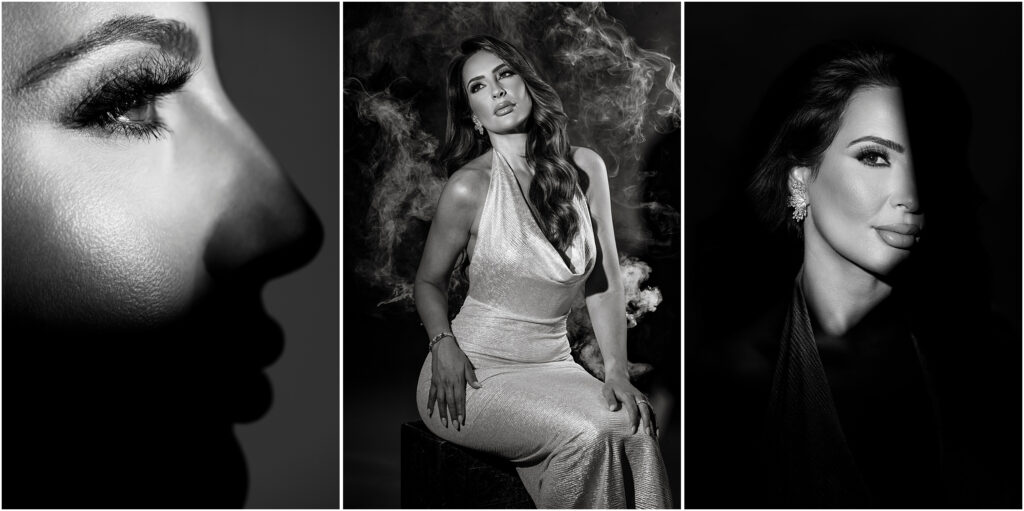 black and white moody photos of a woman